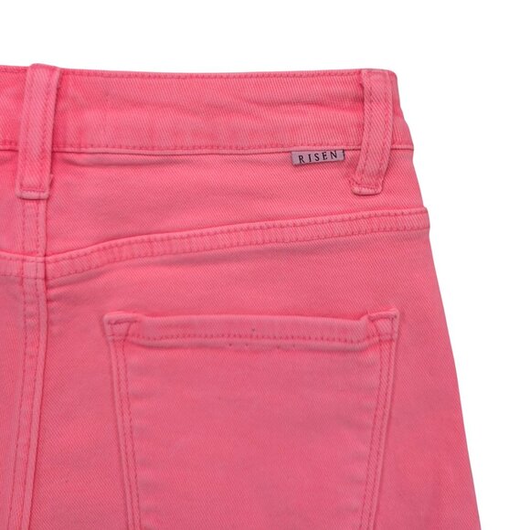 Risen Jeans Denim Shorts Womens Hot Pink High Rise Cotton Stretch 4" Size S - Picture 5 of 10